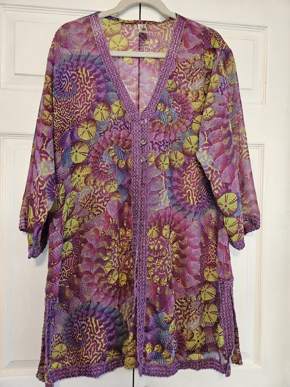 India Boutique Purple and Yellow Floral Kimono Top